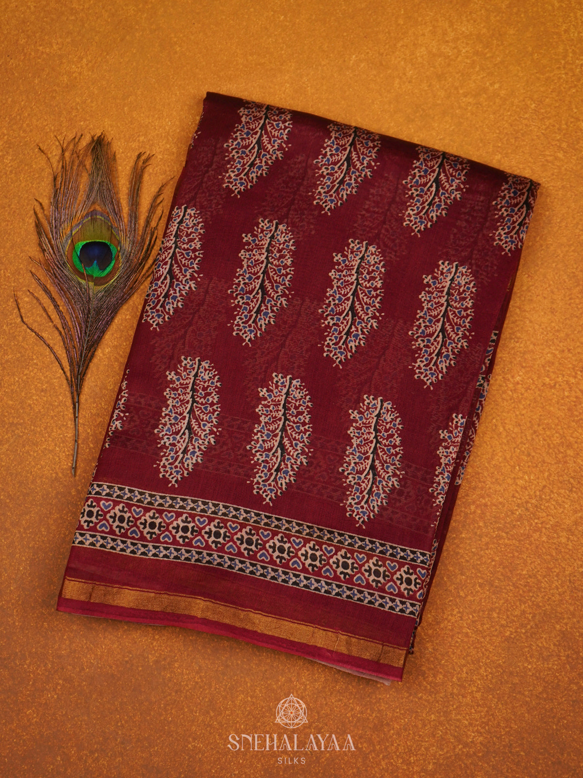Maroon Chanderi Saree
