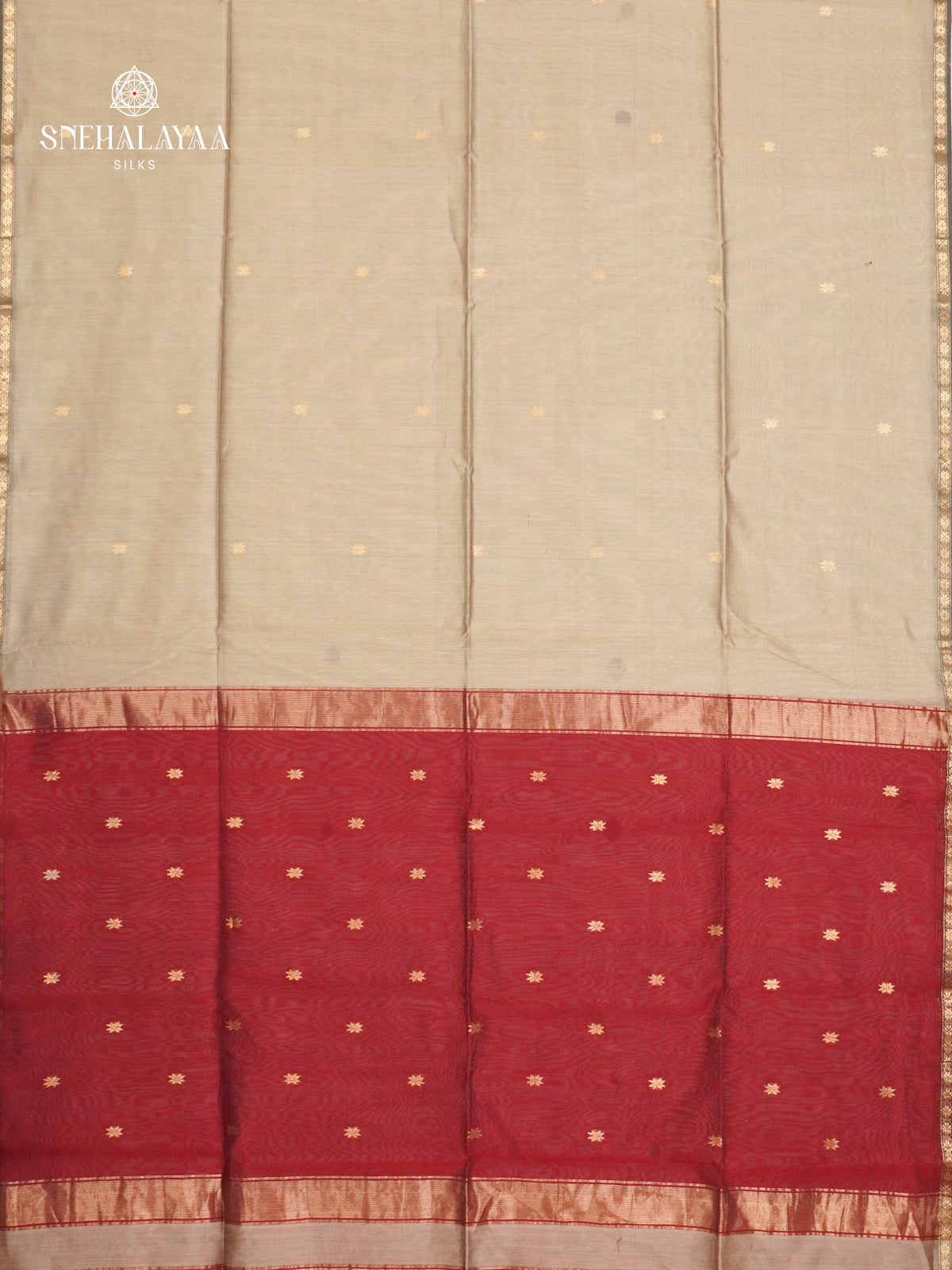 Beige Maheshwari Silk Cotton Saree