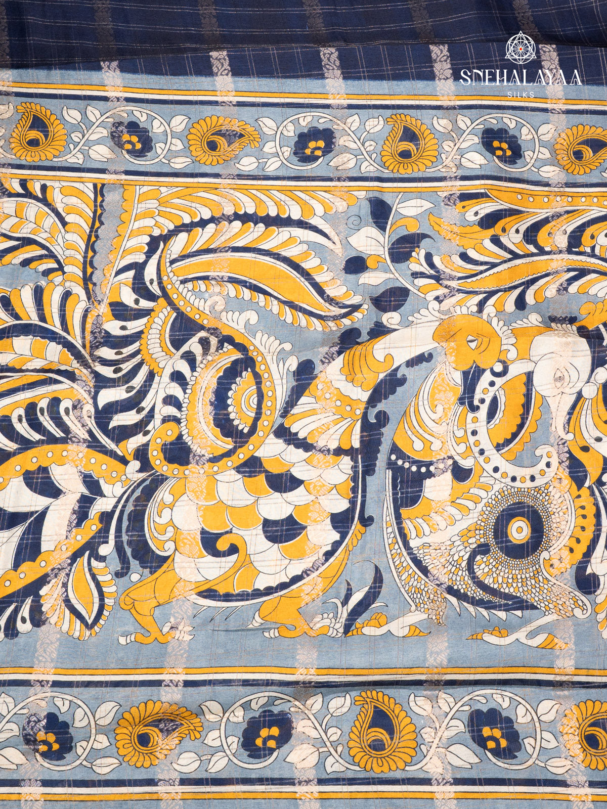 Navy Blue Dola Silk Saree