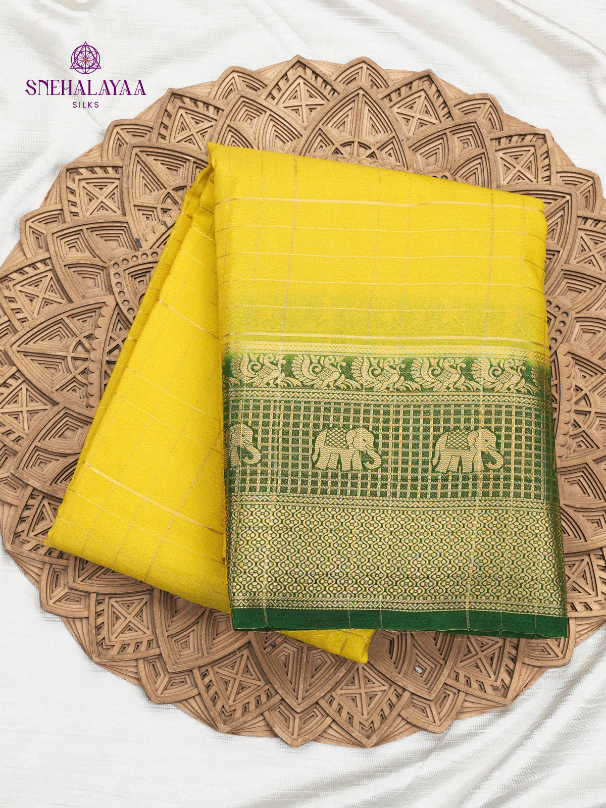 Lemon Yellow Mysore Silk Saree