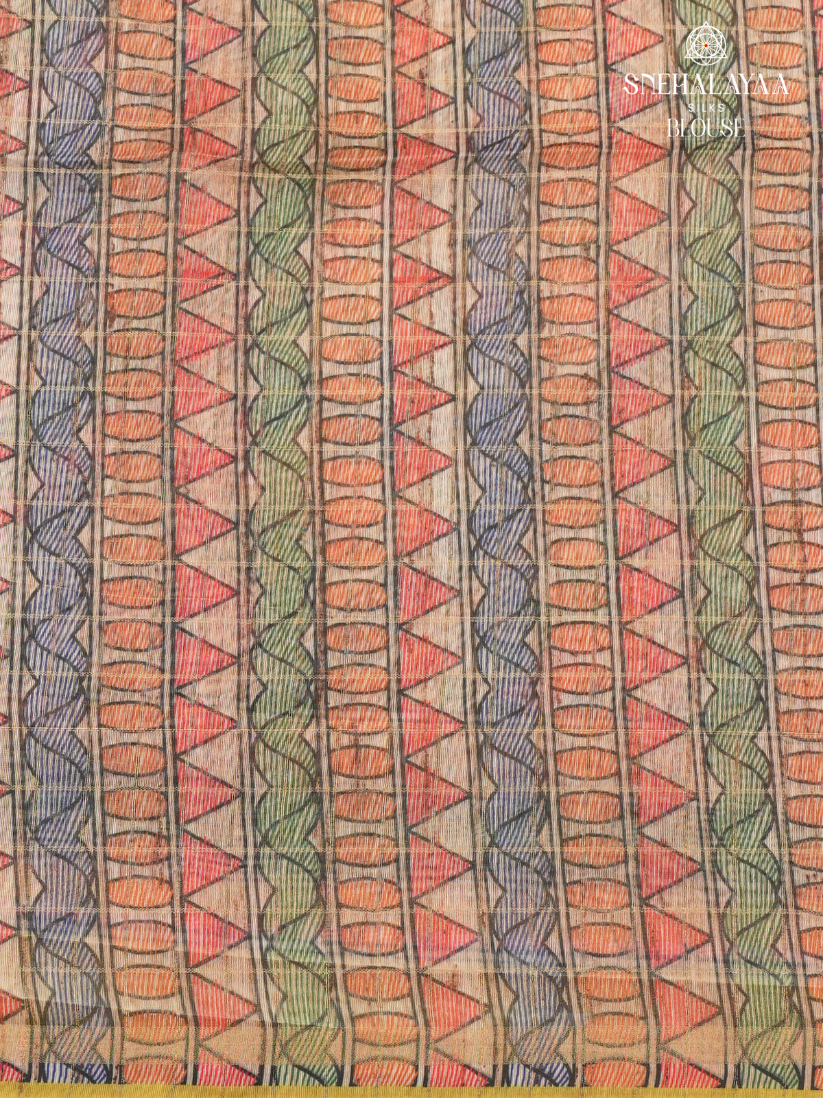 Multi Colour Madhubani Printed Saree