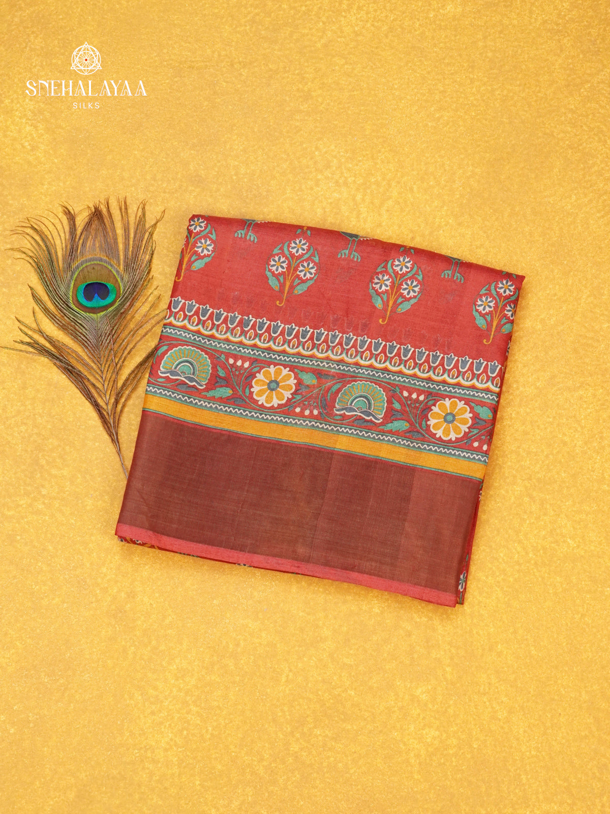 Red Tussar Saree