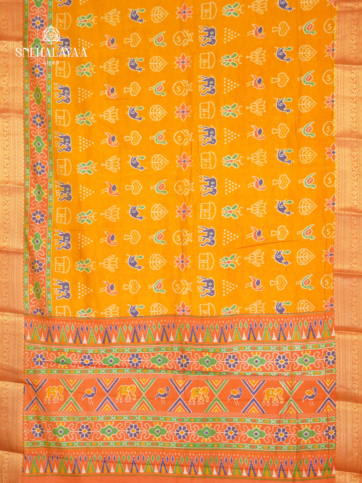 Mango Yellow Ikat Saree