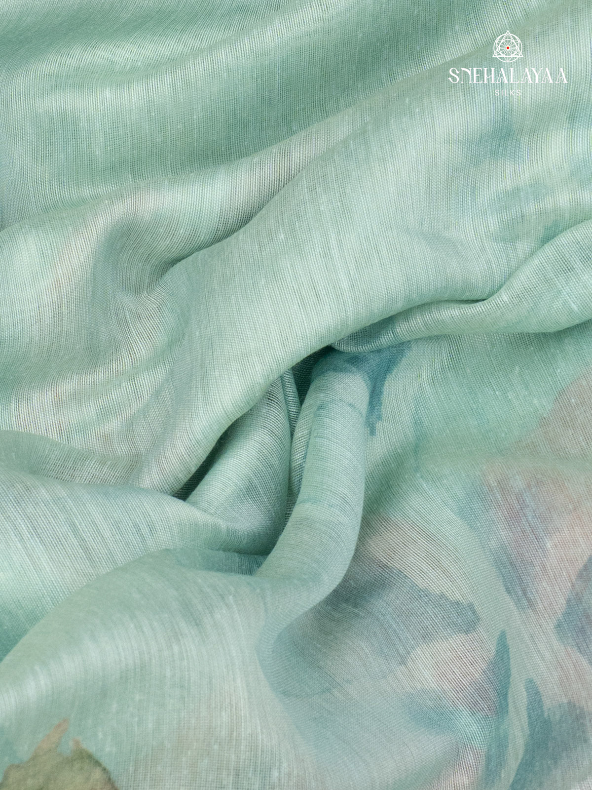 Seafoam Green Linen Saree