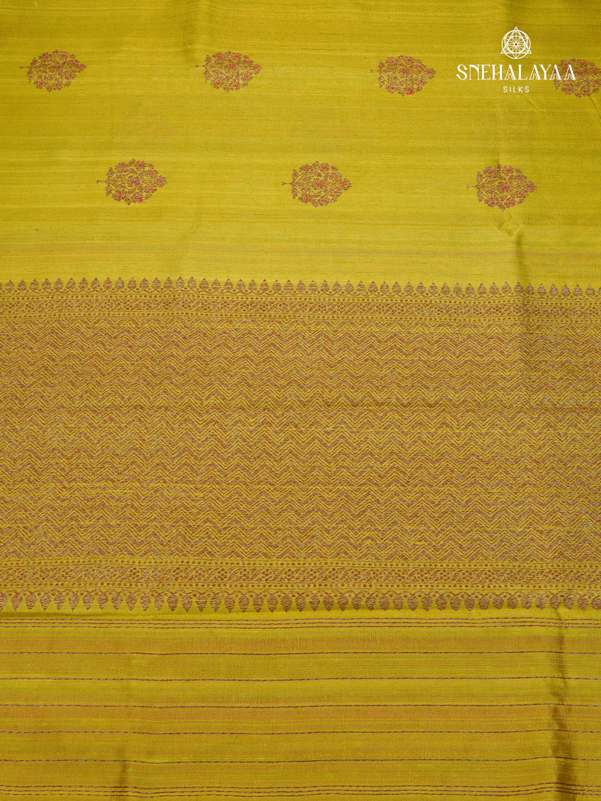 lime Green Banaras Raw Silk Saree