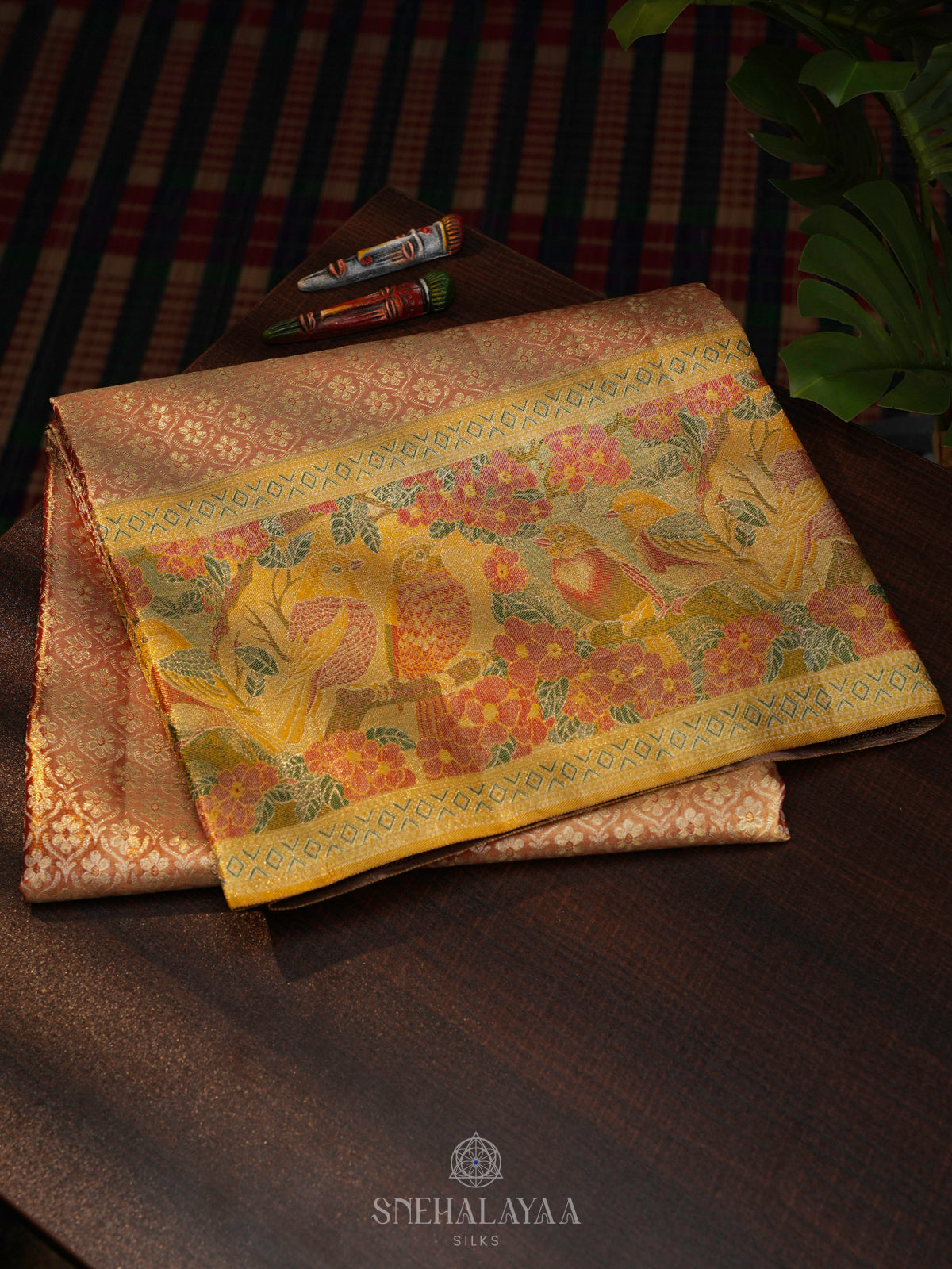 Golden Kanjivaram Silk Saree
