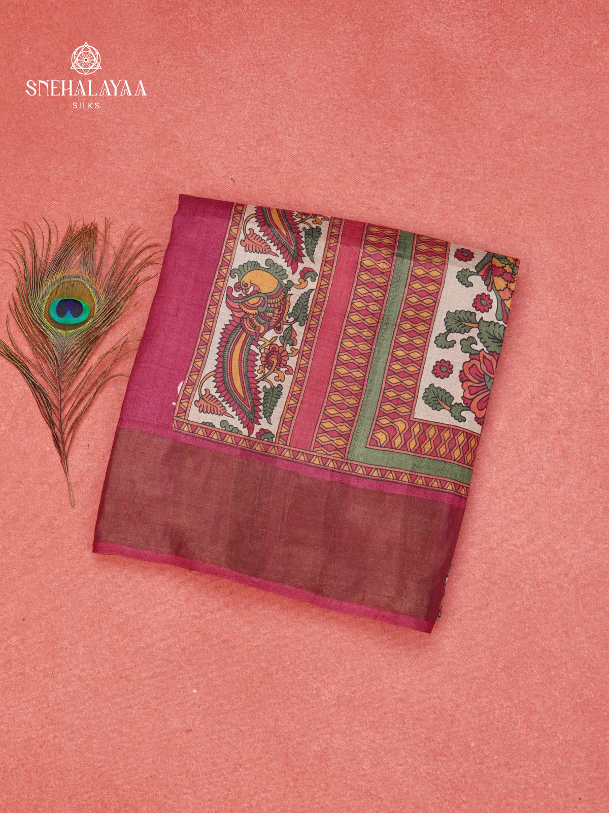 Pink Tussar Saree