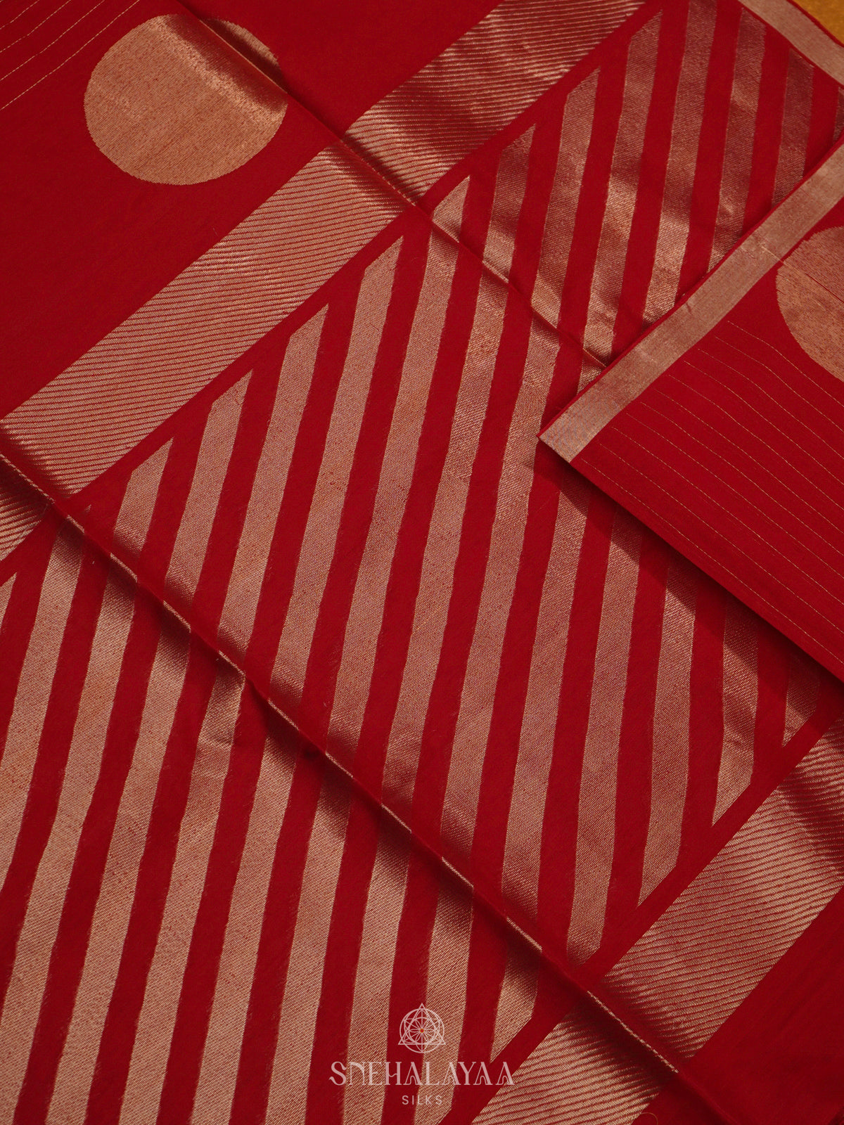 Red Kora Silk Cotton Saree