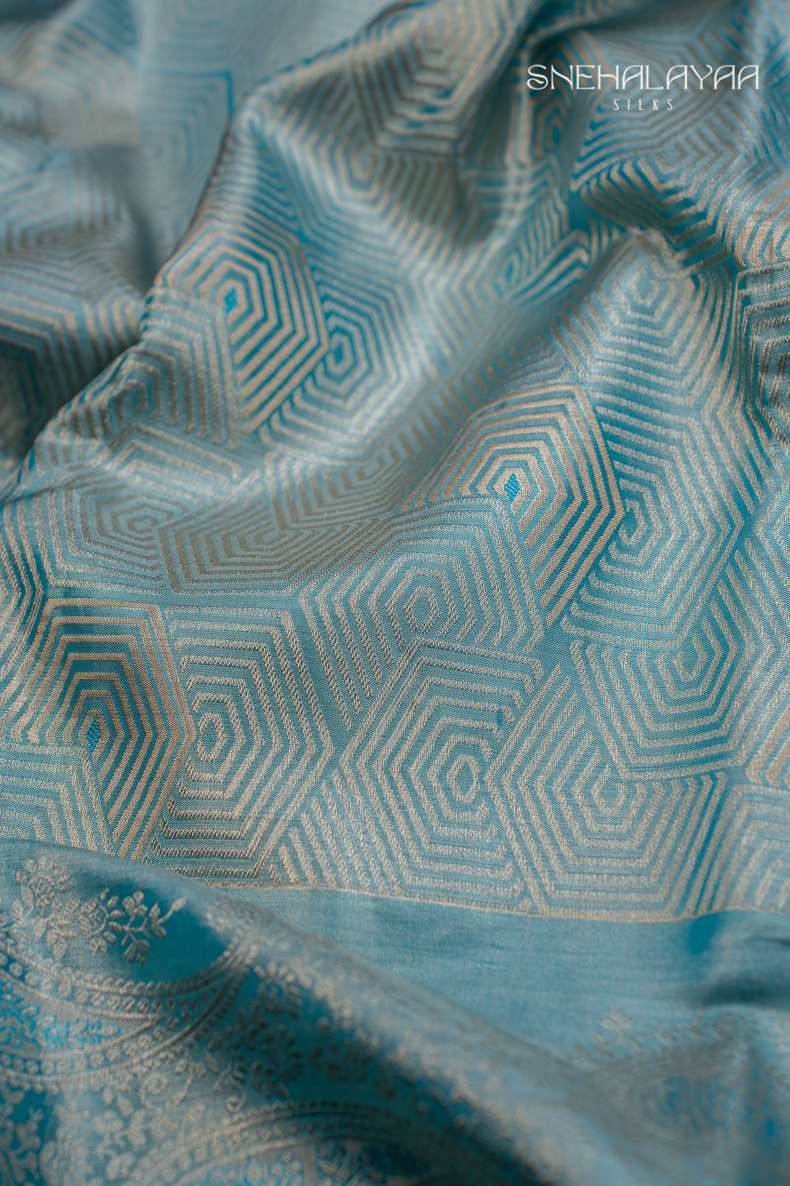 Sapphire Blue Kancheevaram Silk Saree