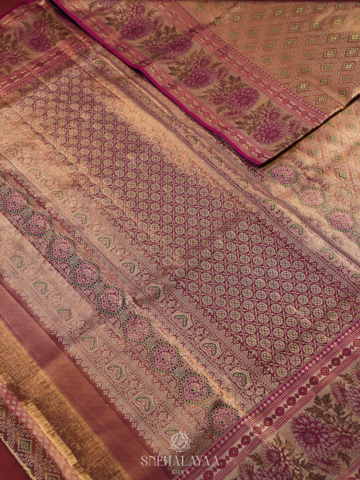Peach Pink Kanjivaram Silk Saree
