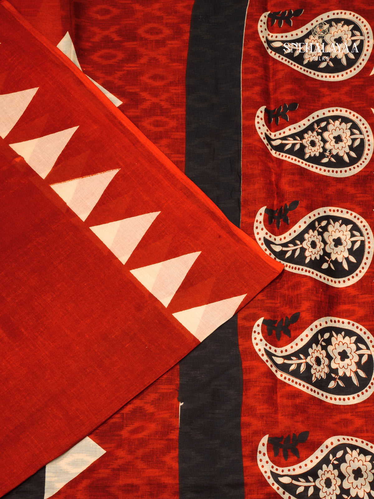 Red Jaipur Cotton Saree