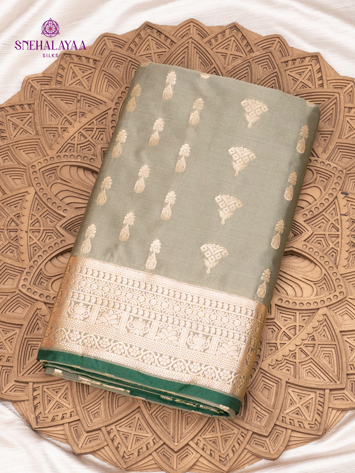 Grey Soft Silk Saree