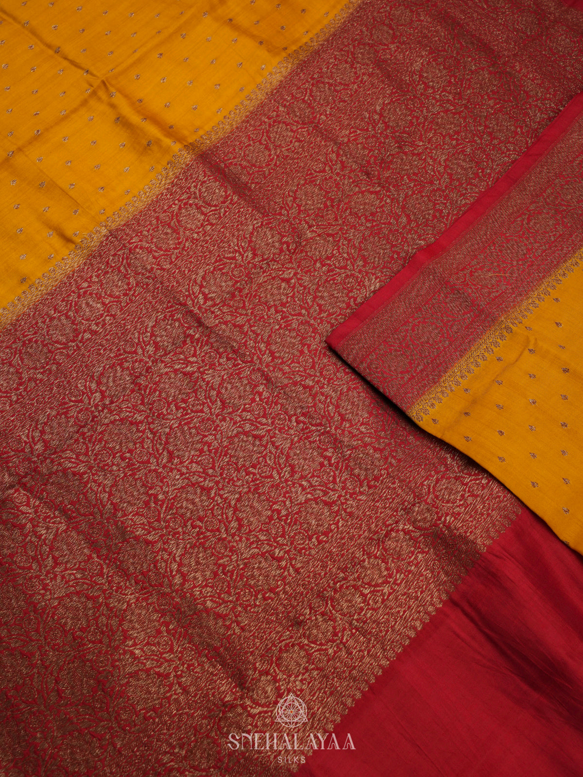 Orange Banaras Raw Silk Saree