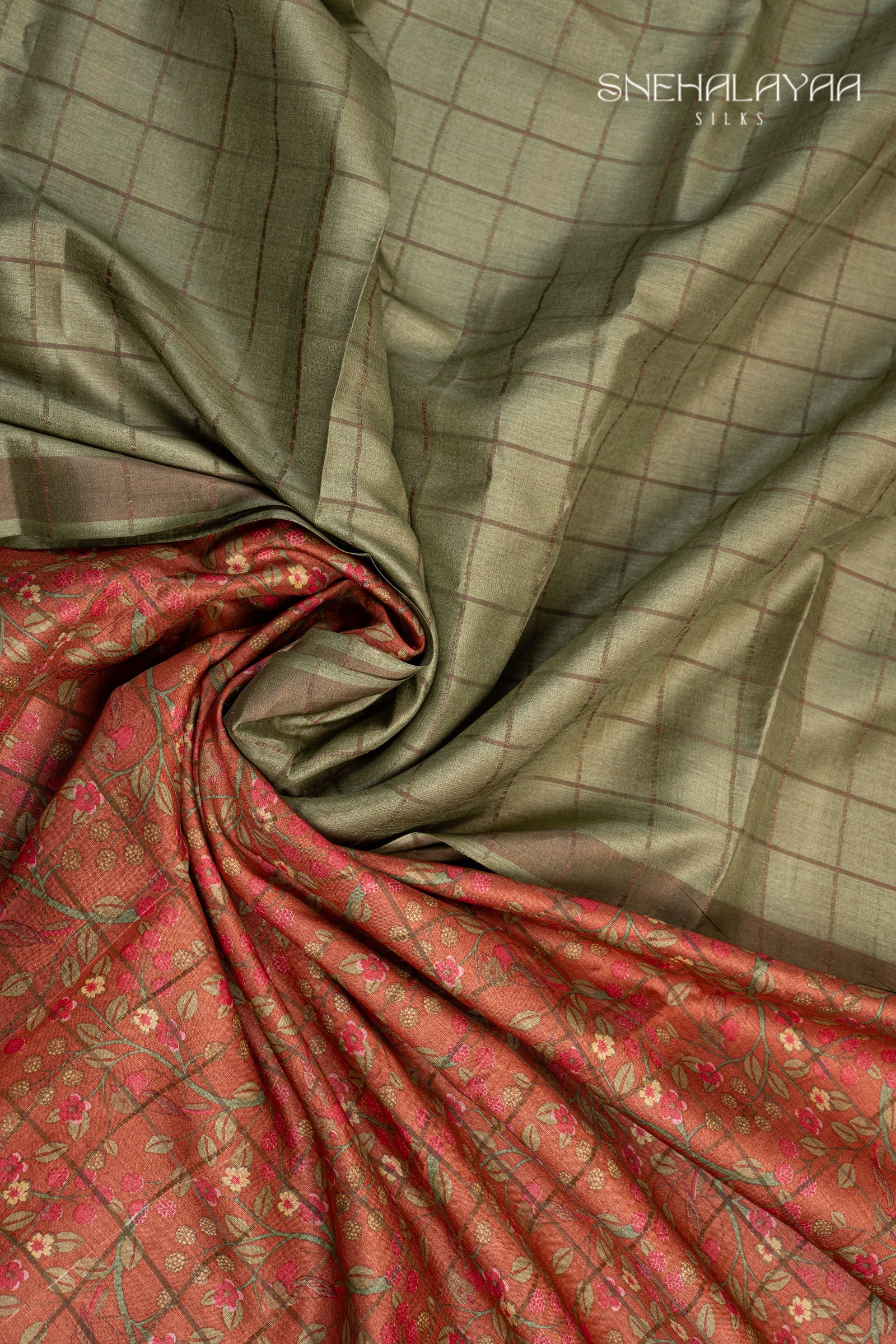 Olive Green Tussar Saree