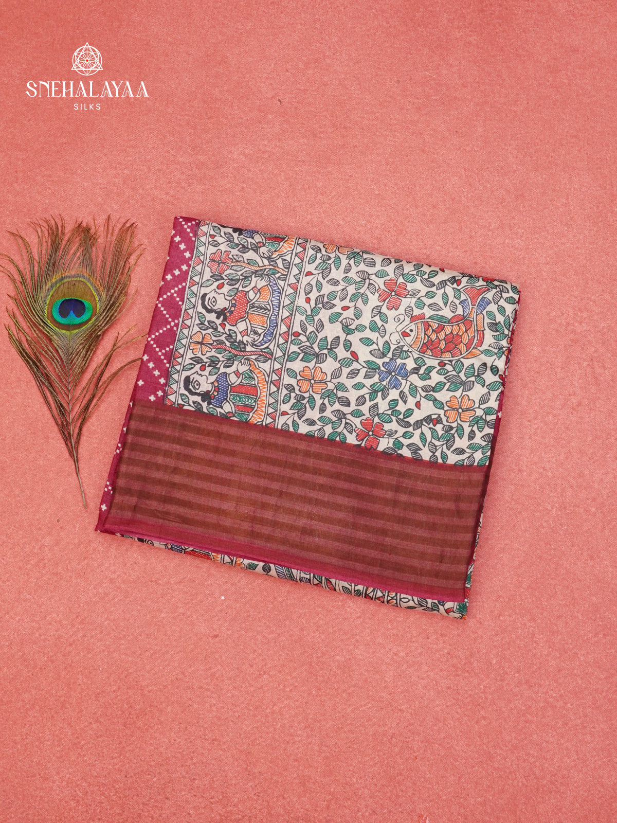Wine Red Tussar Saree