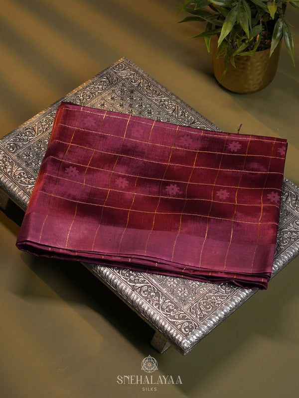 Maroon Tussar Saree