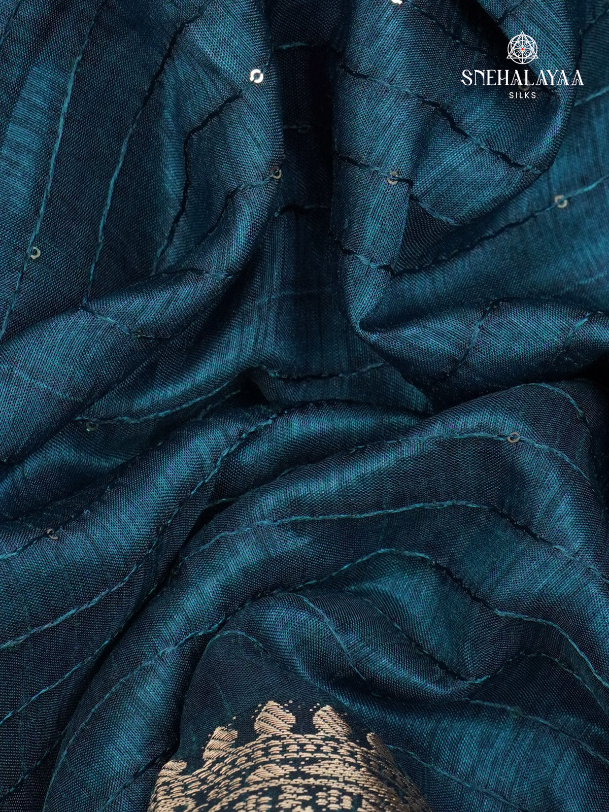 Teal Blue Dola Silk Saree