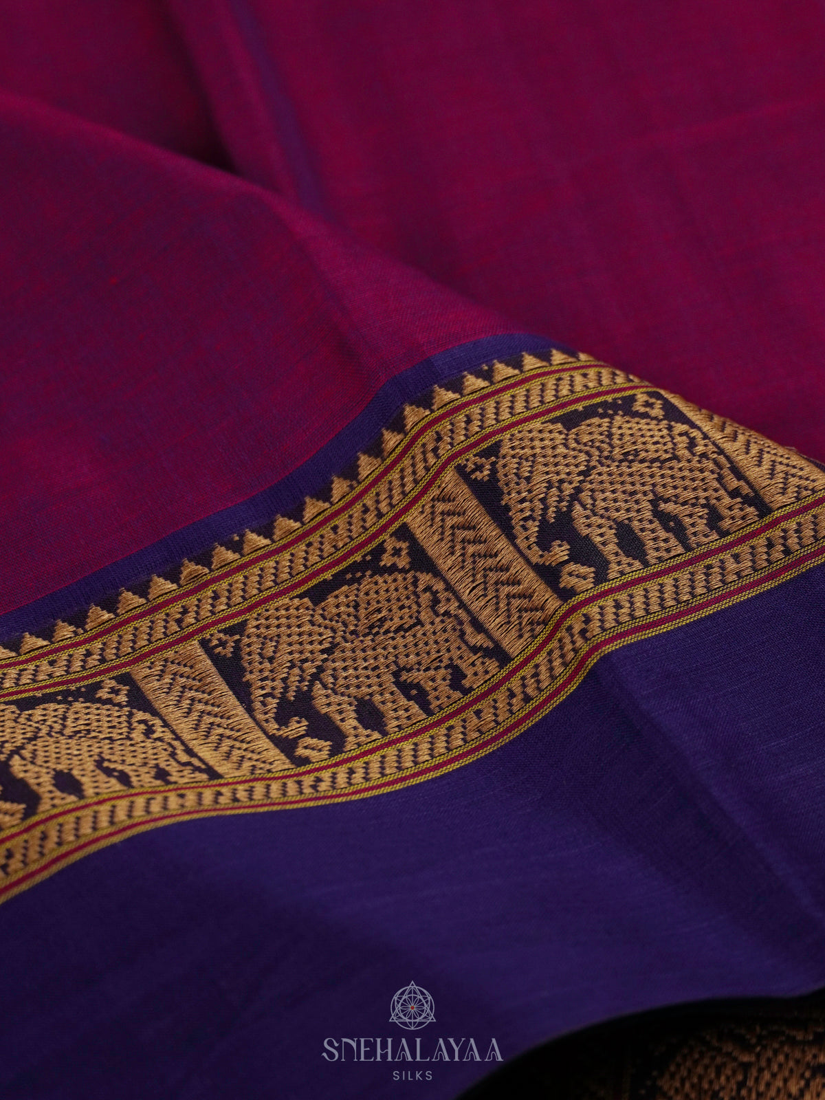 Magenta Narayanpet Cotton Saree without Blouse