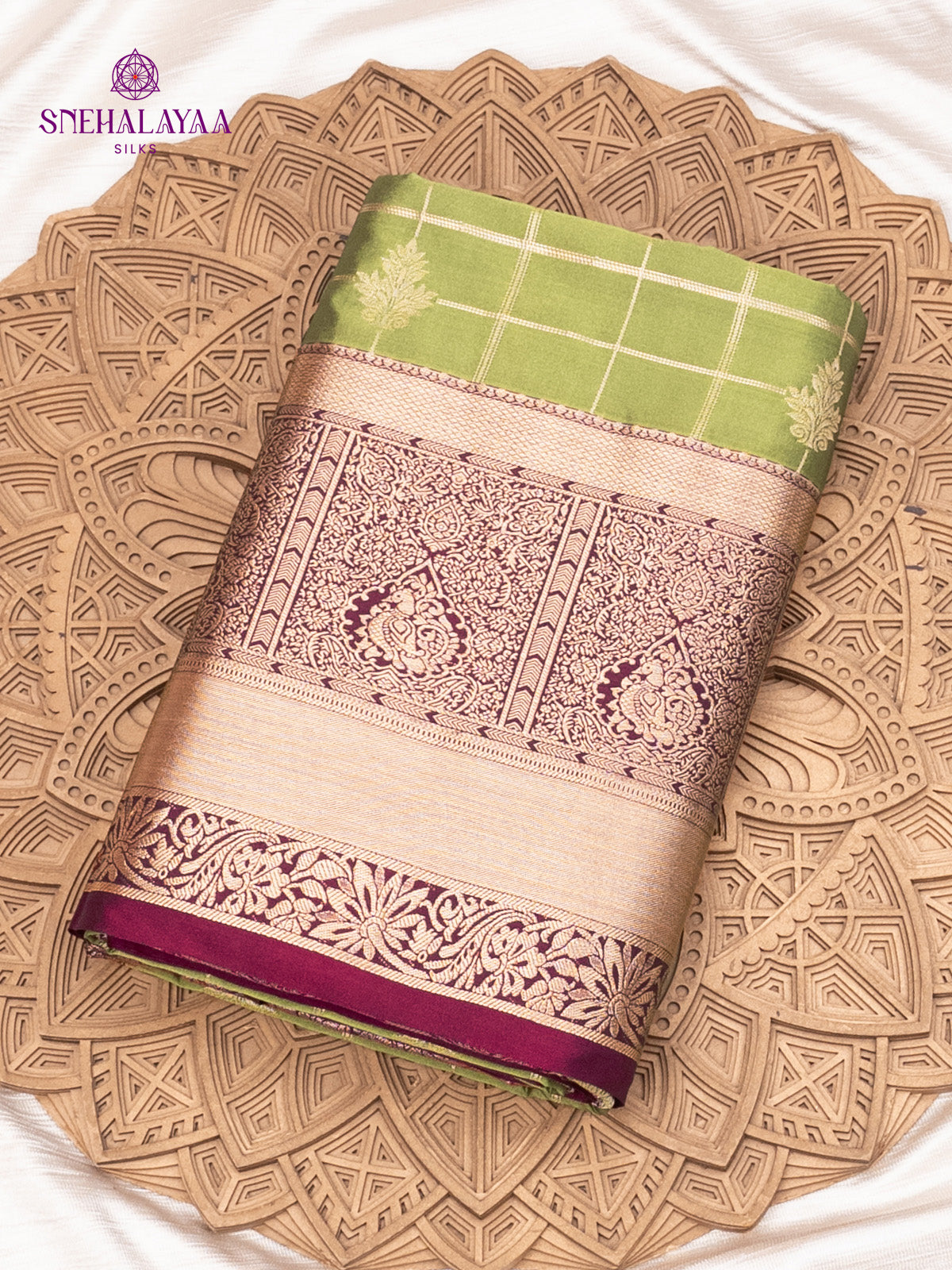 Olive Green Soft Silk Saree