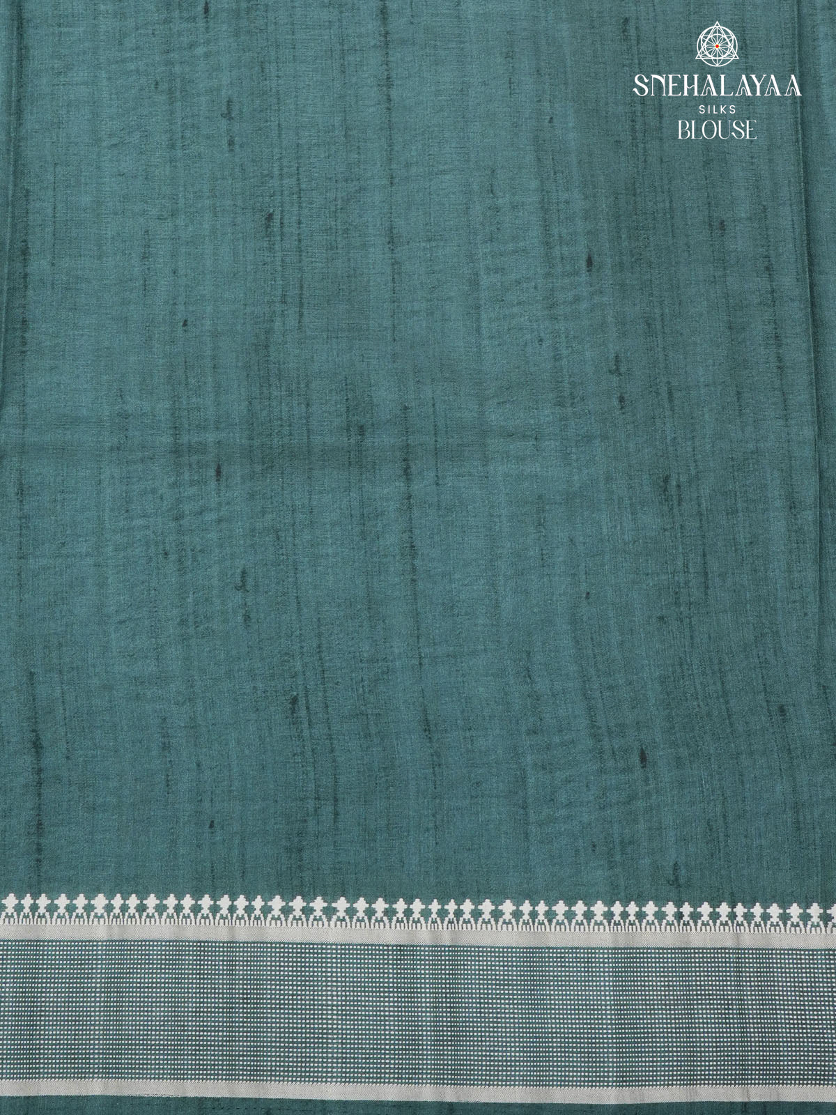 Teal Green Floral Printed Tussar Saree