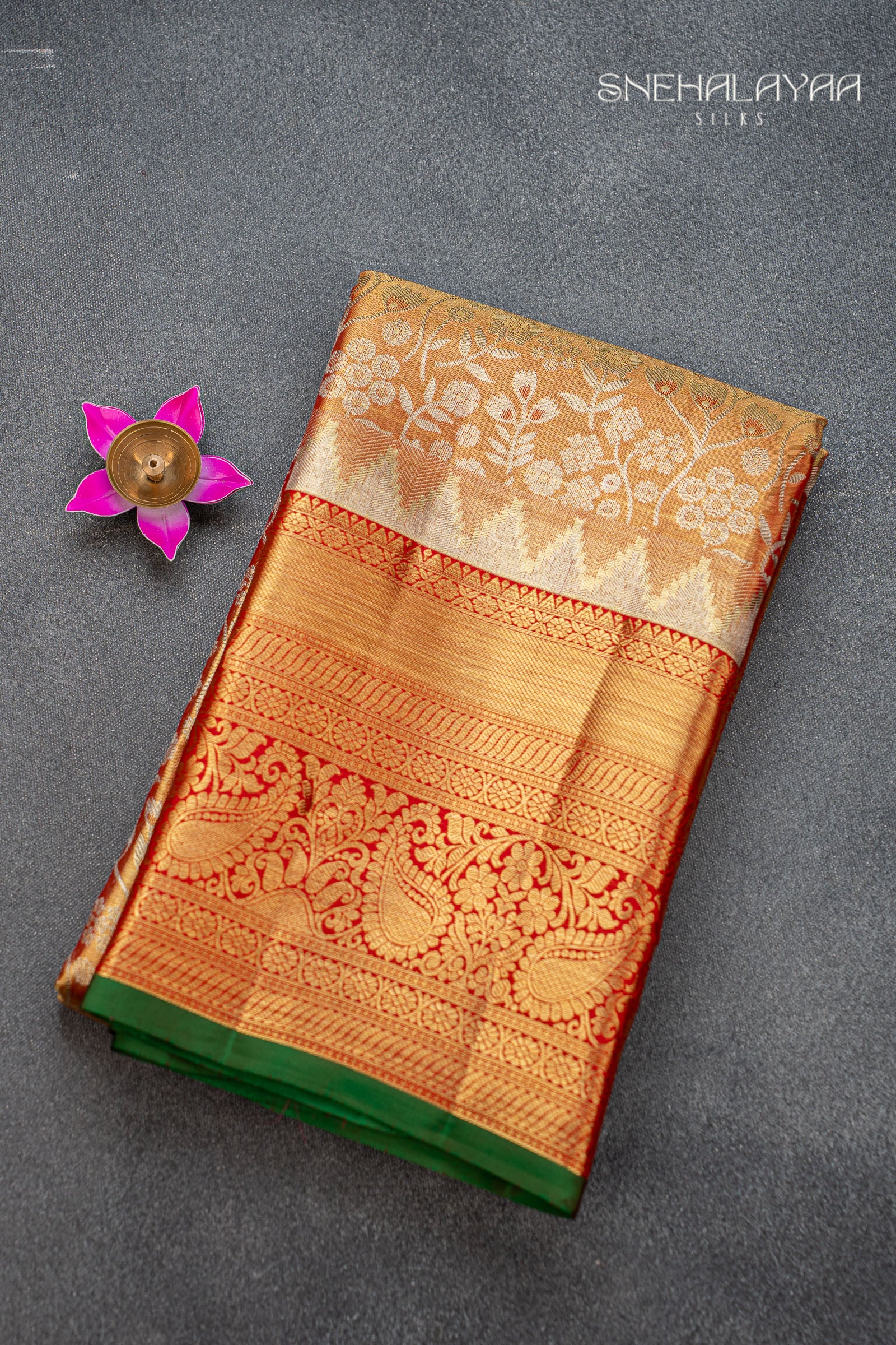 Reddish Gold Kancheevaram Silk Saree