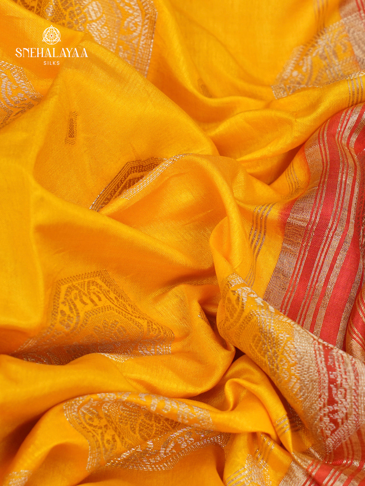 Mango Yellow Raw Silk Saree