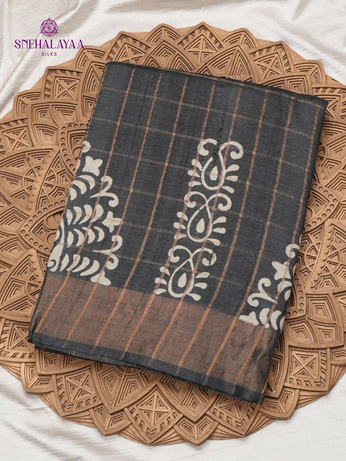 Black Tussar Silk Saree