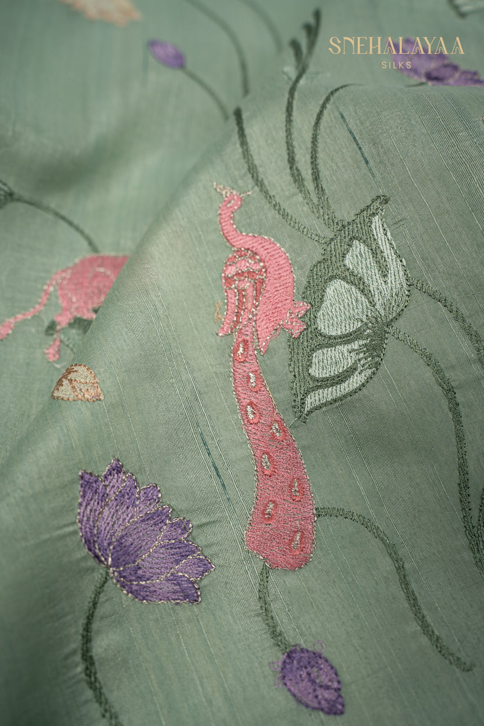 Fern Green Raw Silk Saree