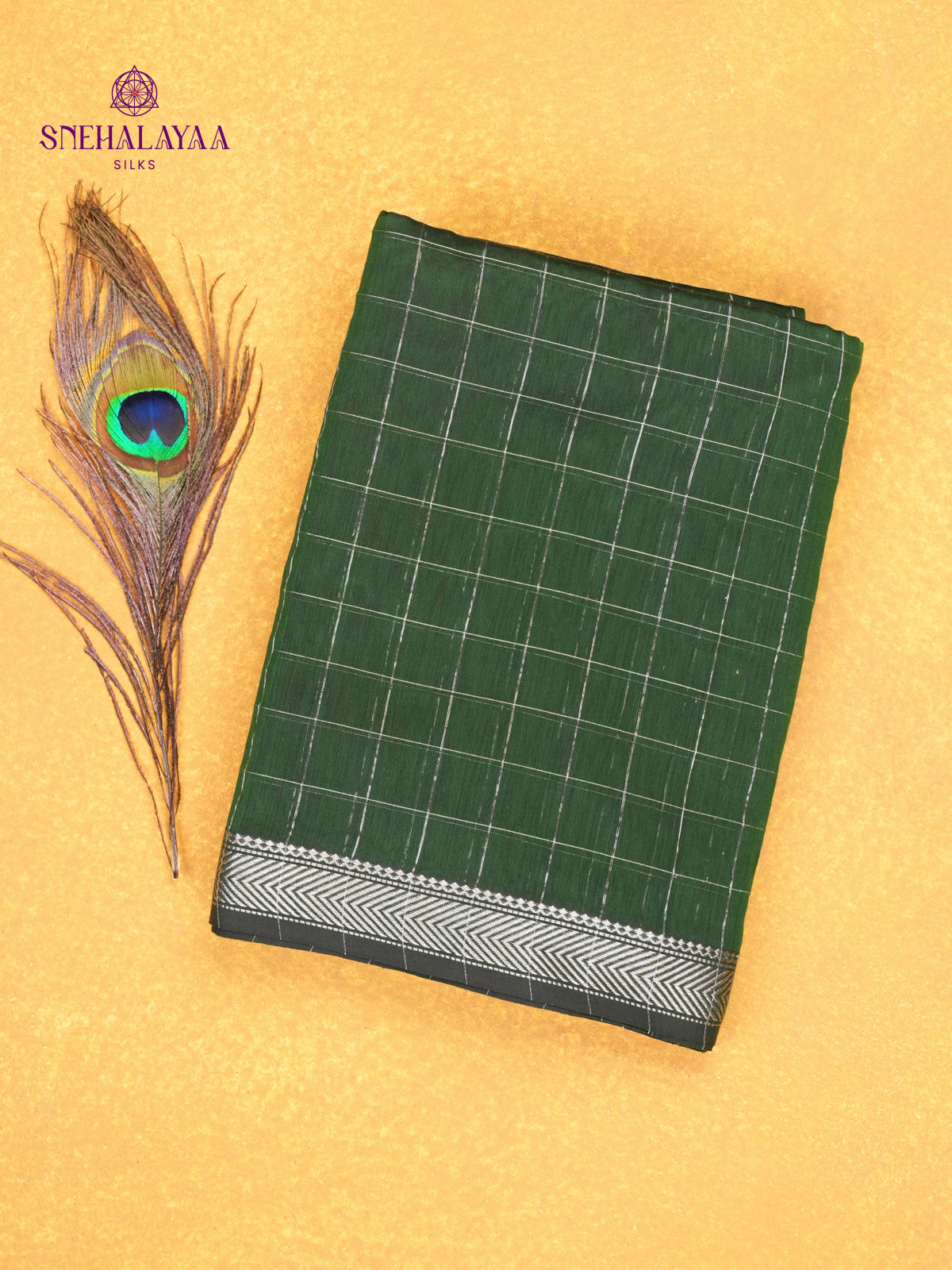 Forest Green Maheshwari Silk Cotton Saree