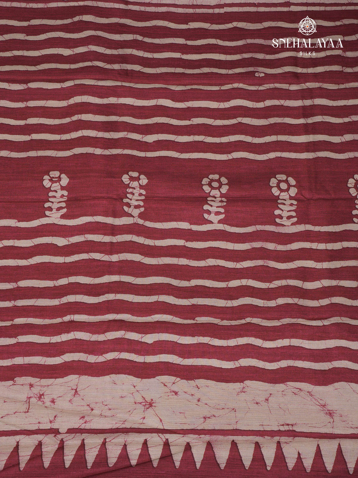 Maroon Printed Tussar Saree