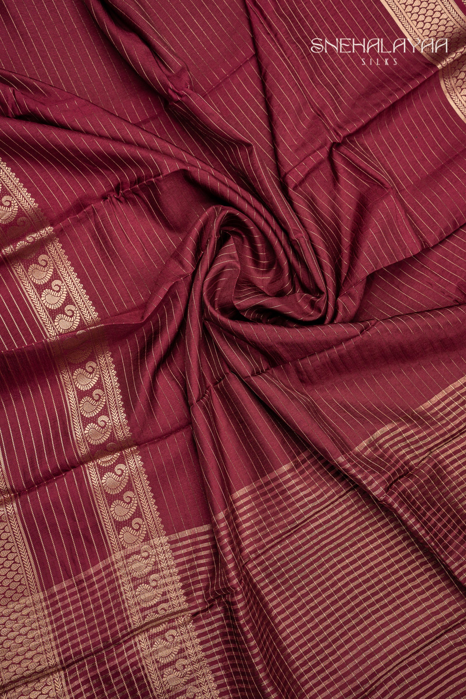 Plum Chinon Silk Saree