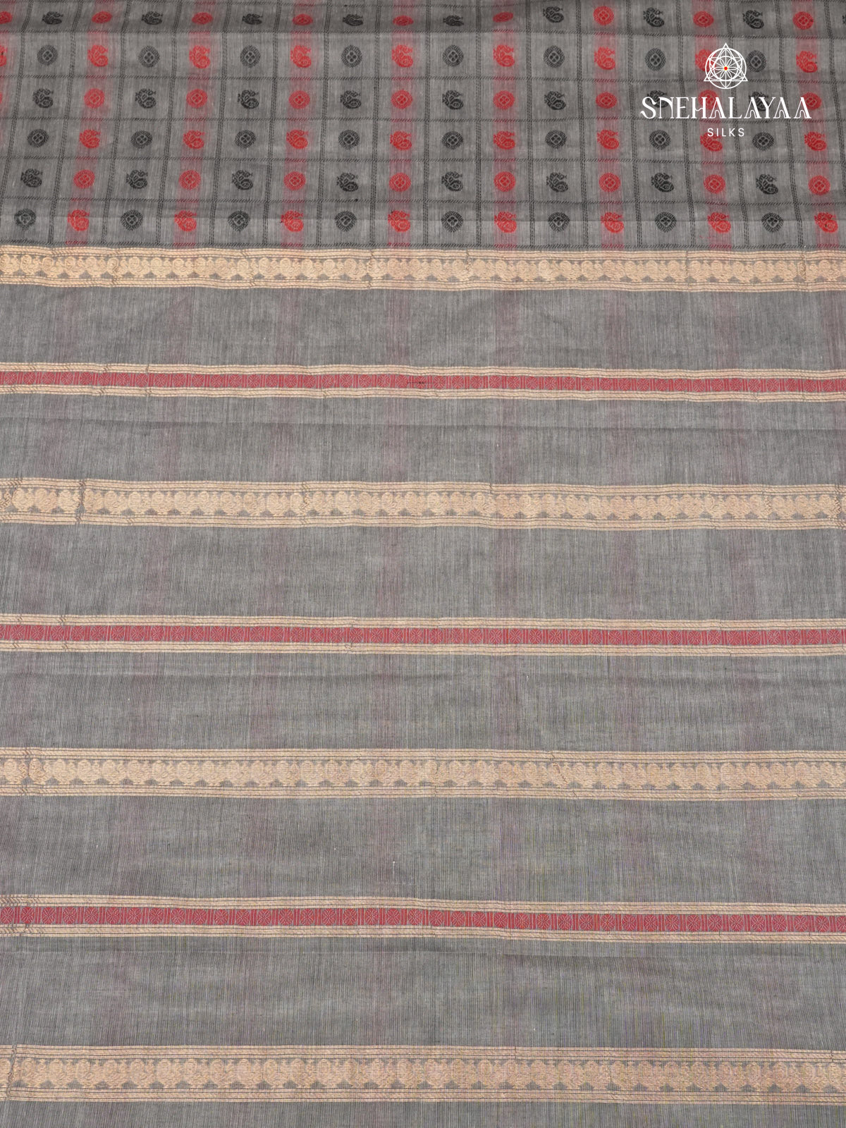 Grey Pure Kanchi Cotton Saree