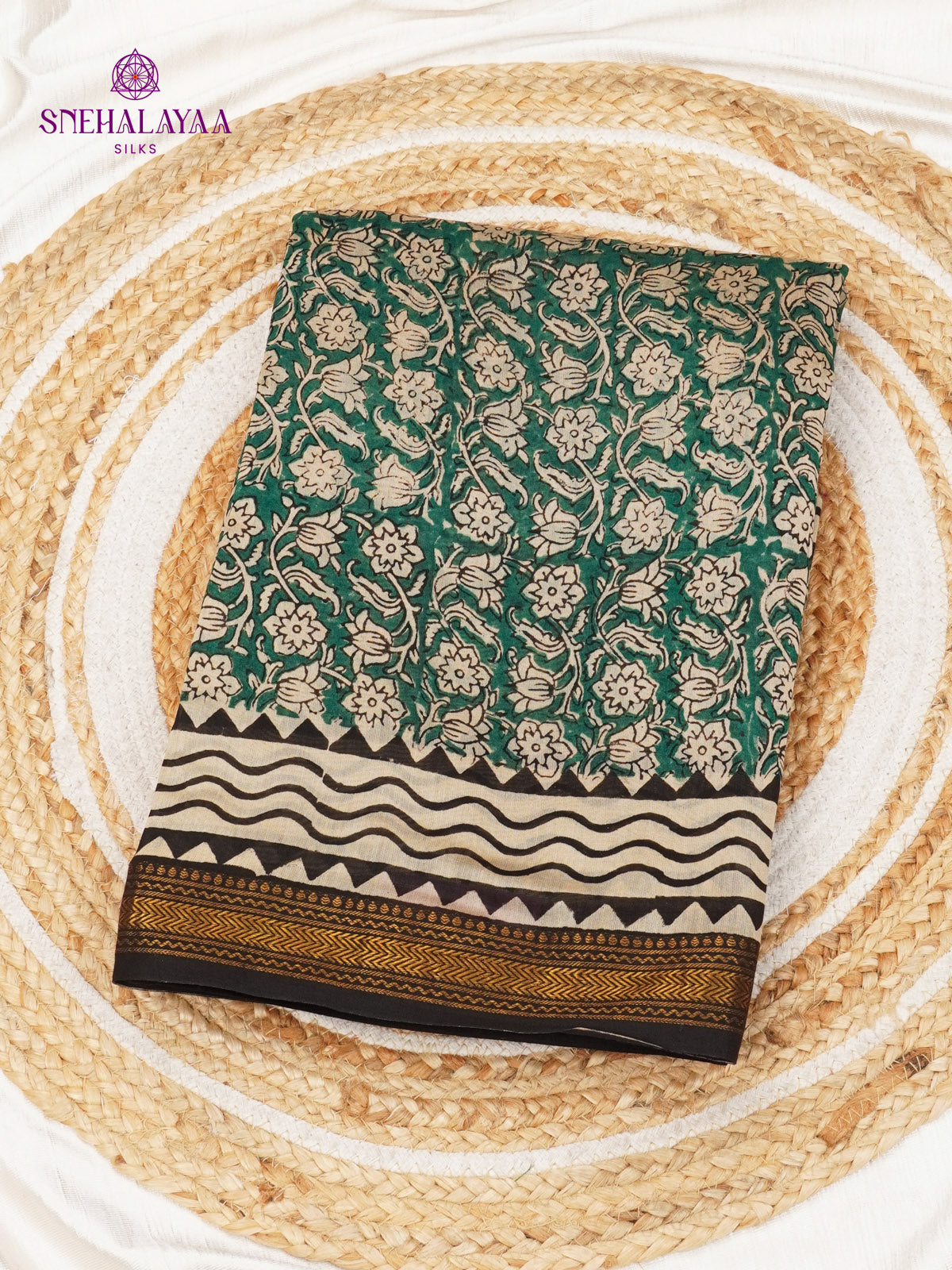 Teal Green Chanderi Saree