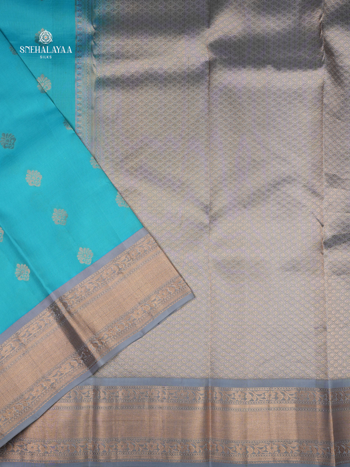 Ocean Blue Kanjivaram Silk Saree