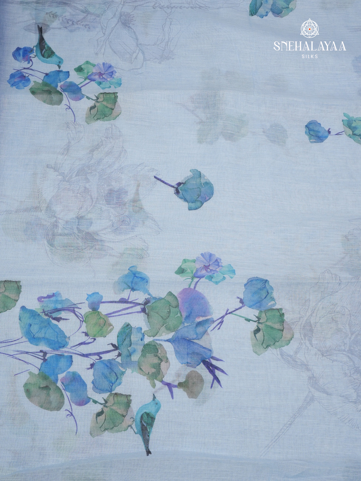 Pastel Blue Linen Saree