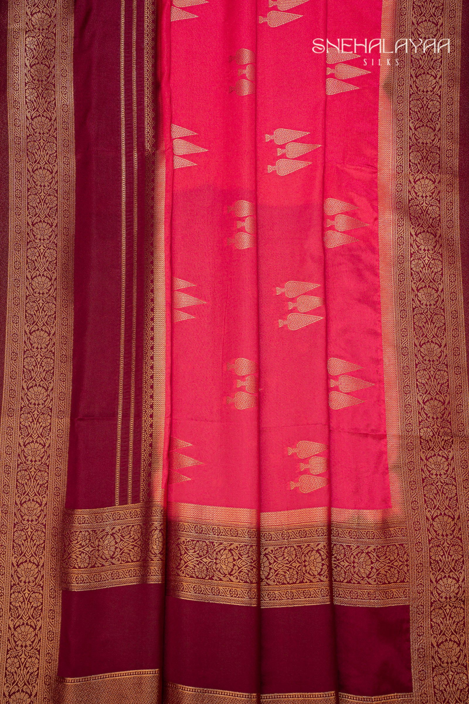 Hot Pink Semi Mysore Silk Saree