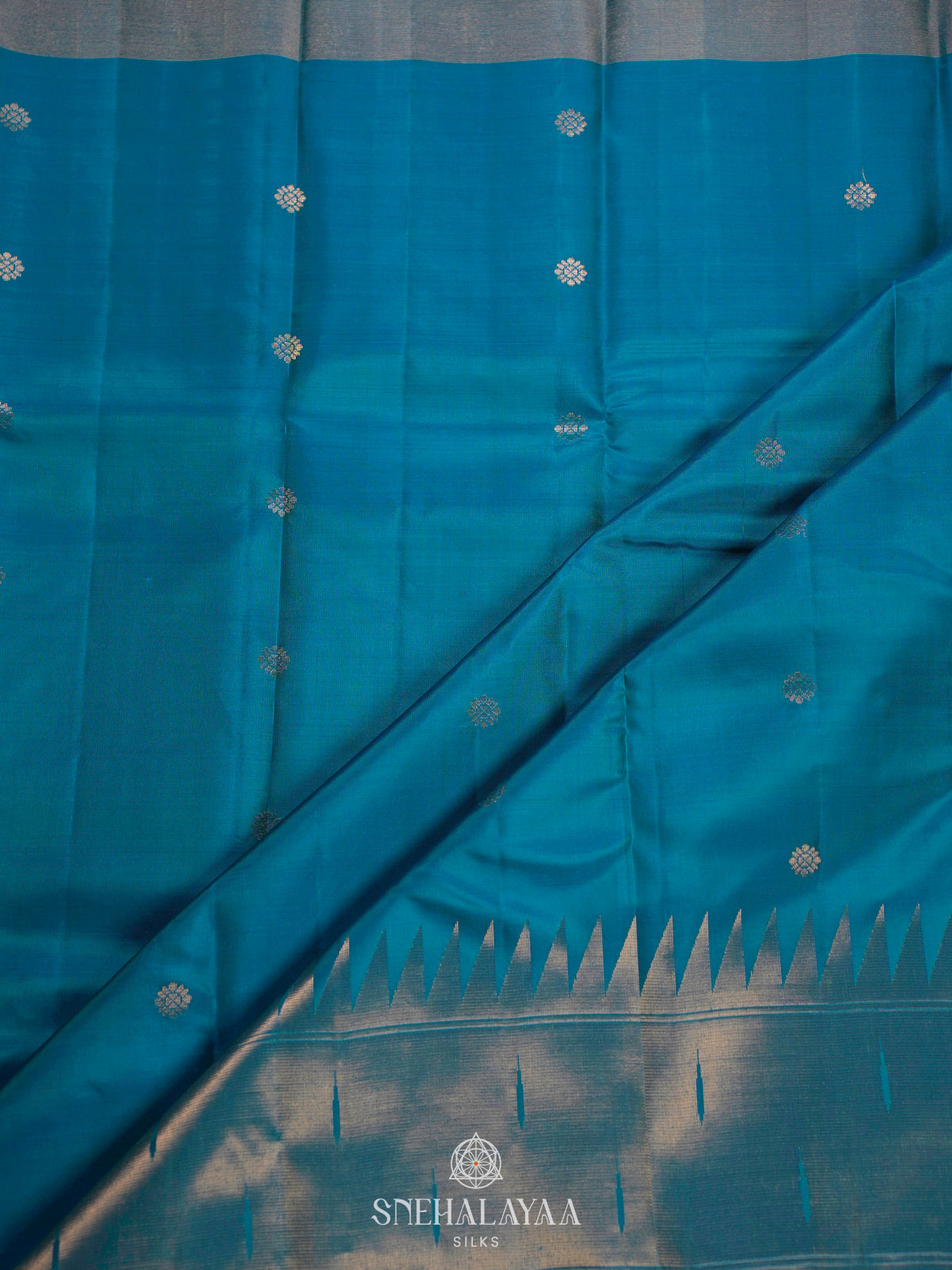 Teal Blue Kanjivaram Silk Saree