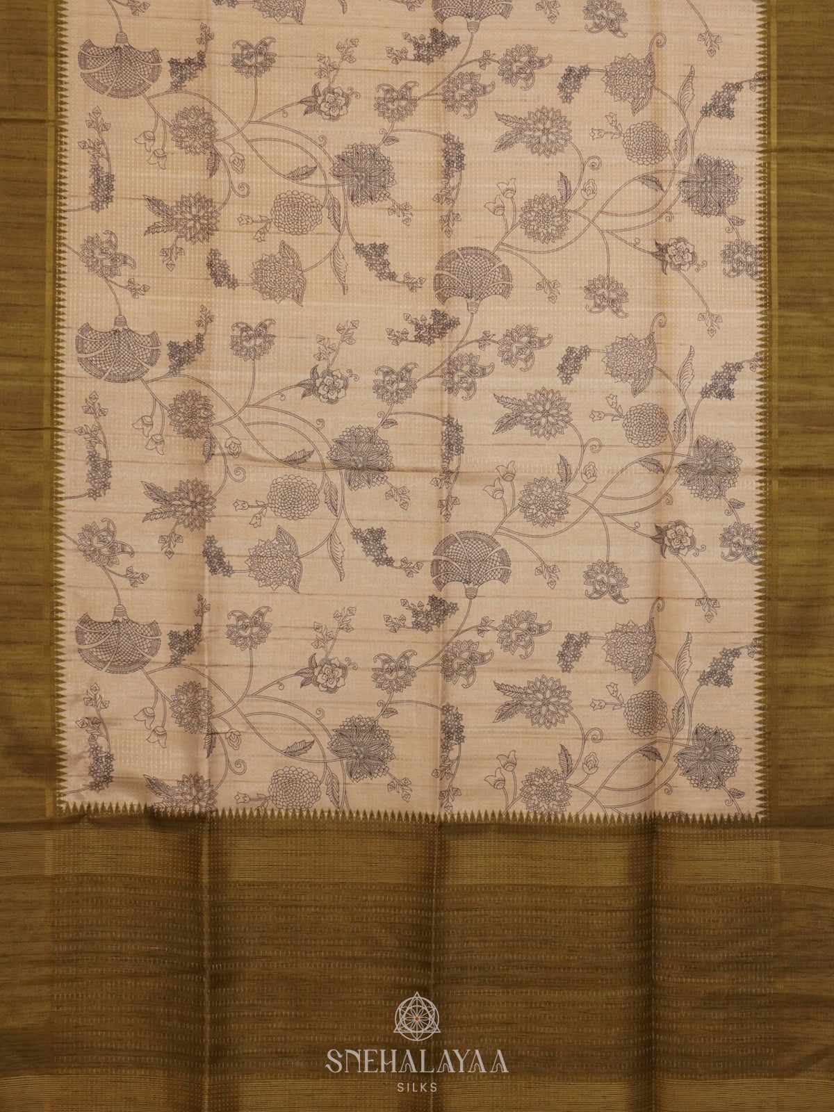 Beige Tussar Saree