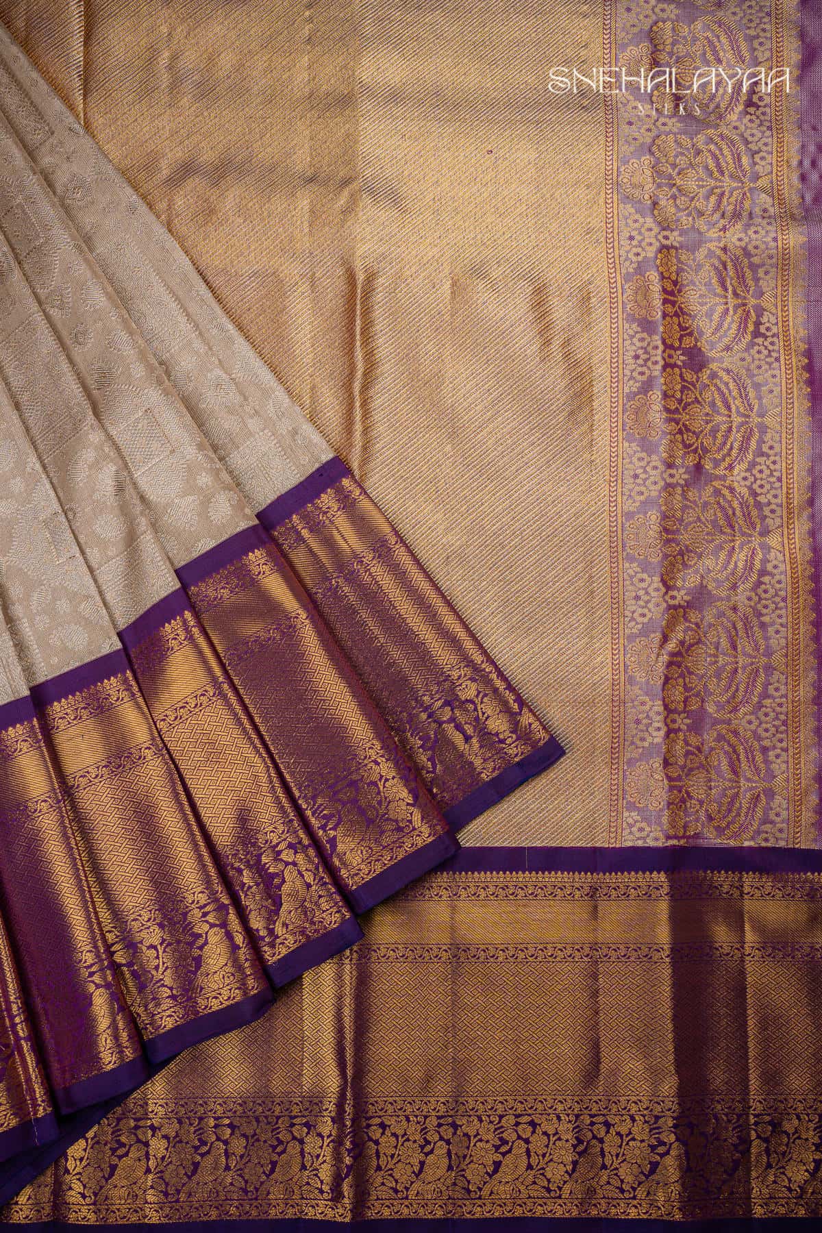 Ivory Kancheevaram Tissue Silk Saree