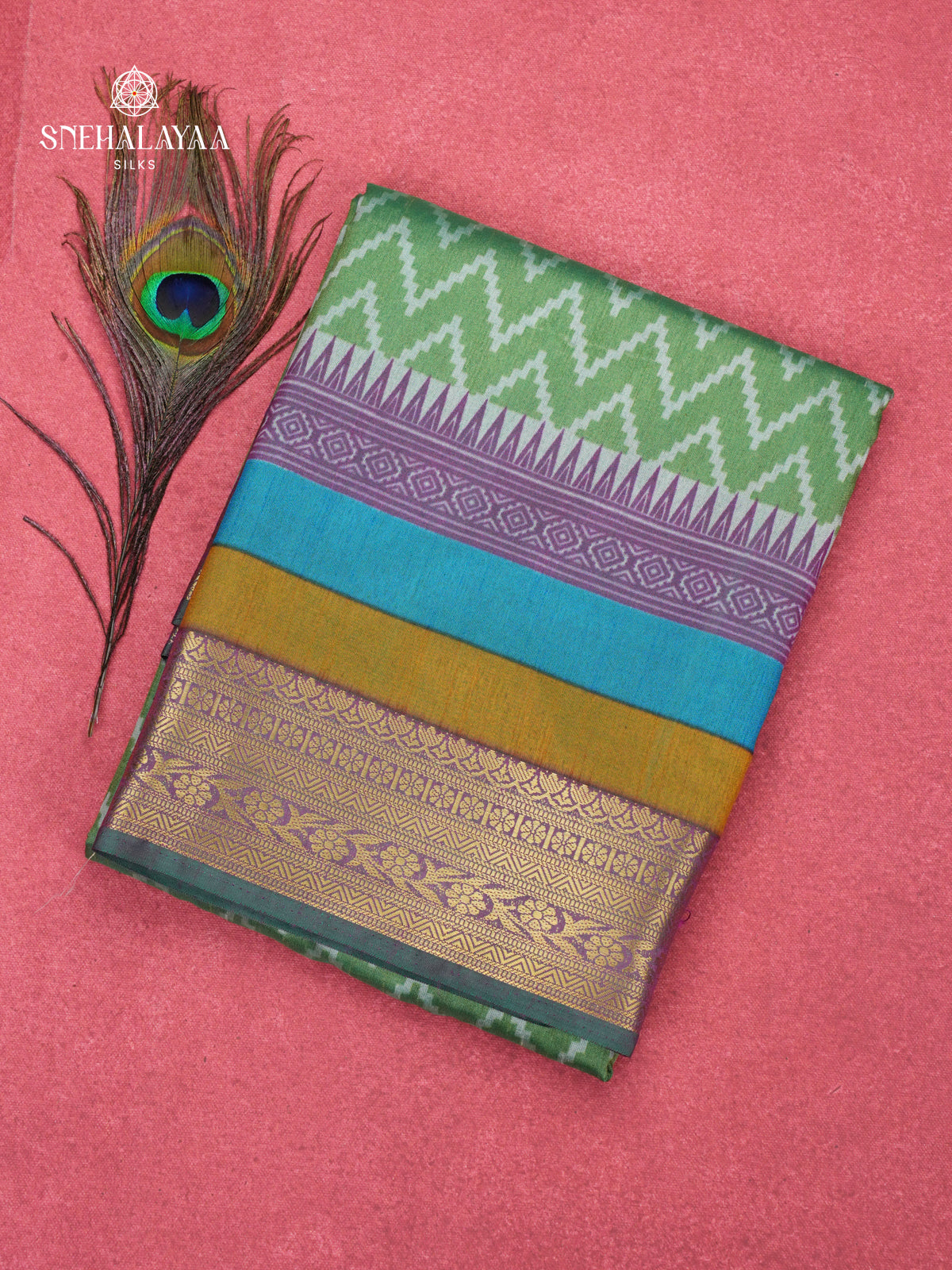 Green Ikat Saree