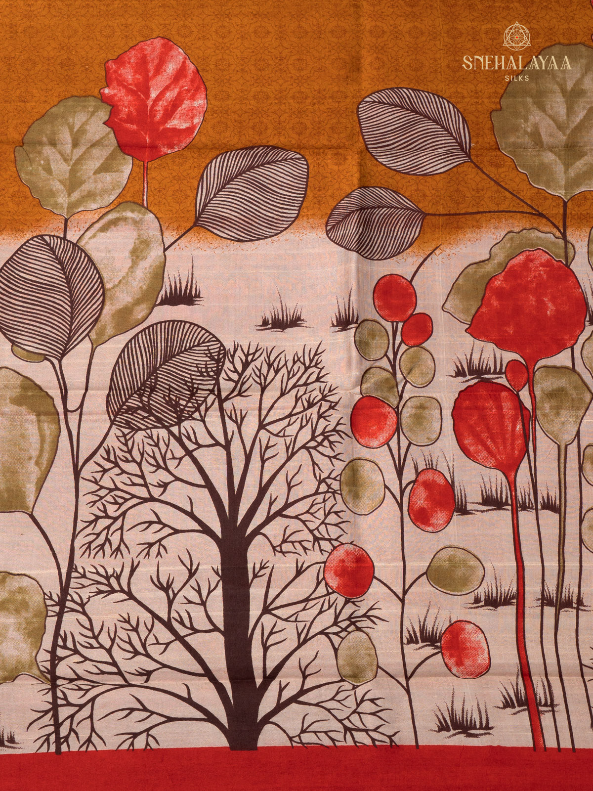 Rust Orange Tussar Silk