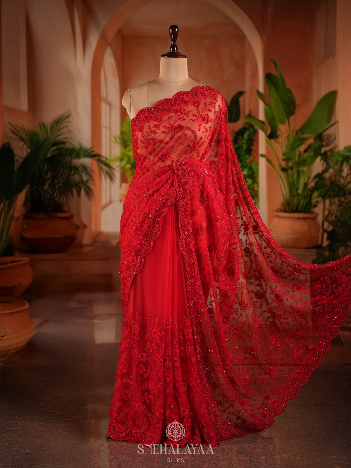 Red Designer Saree
