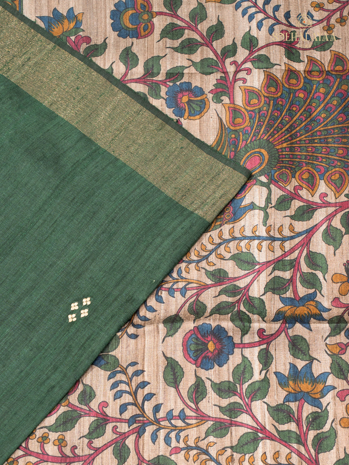 Green Tussar Saree