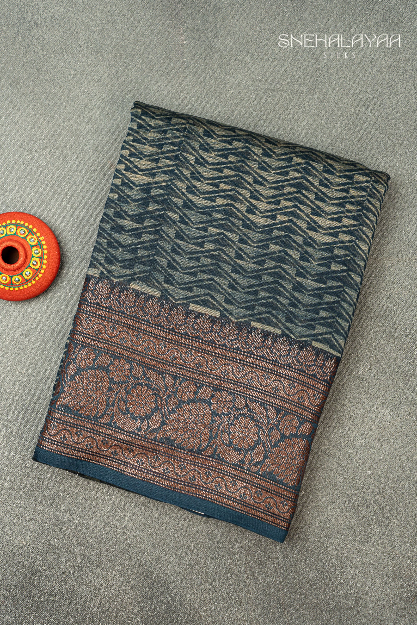 Aegean Blue Chanderi Saree