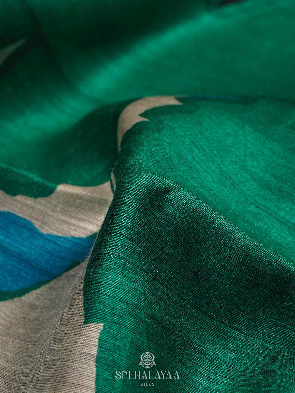 Navy Blue Munga Tussar Saree