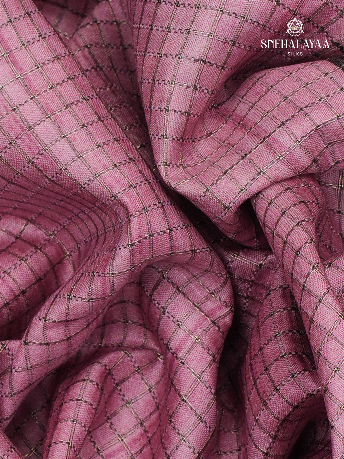 Magenta Floral Printed Tussar Saree