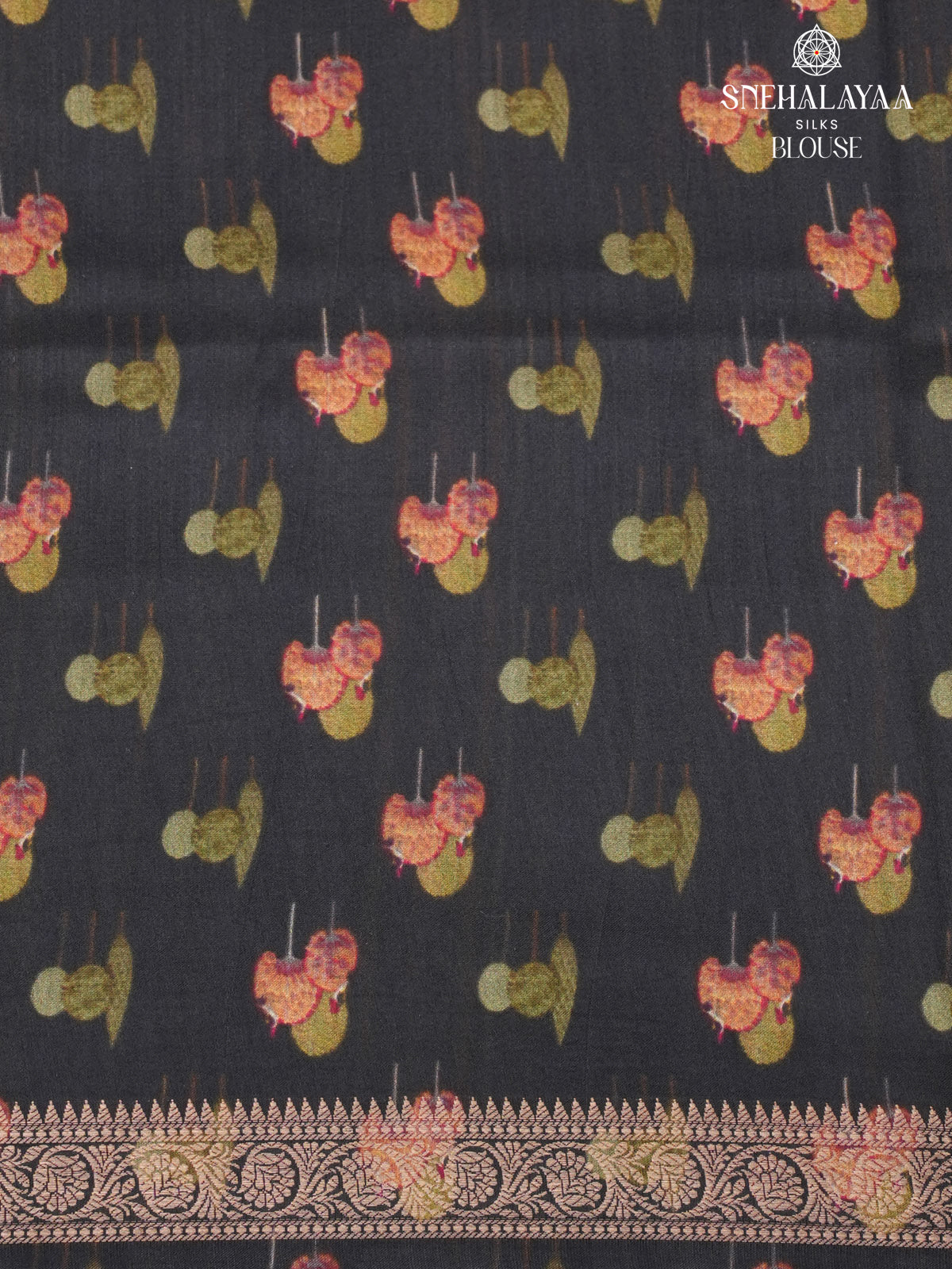 Black Chiniya Silk Saree