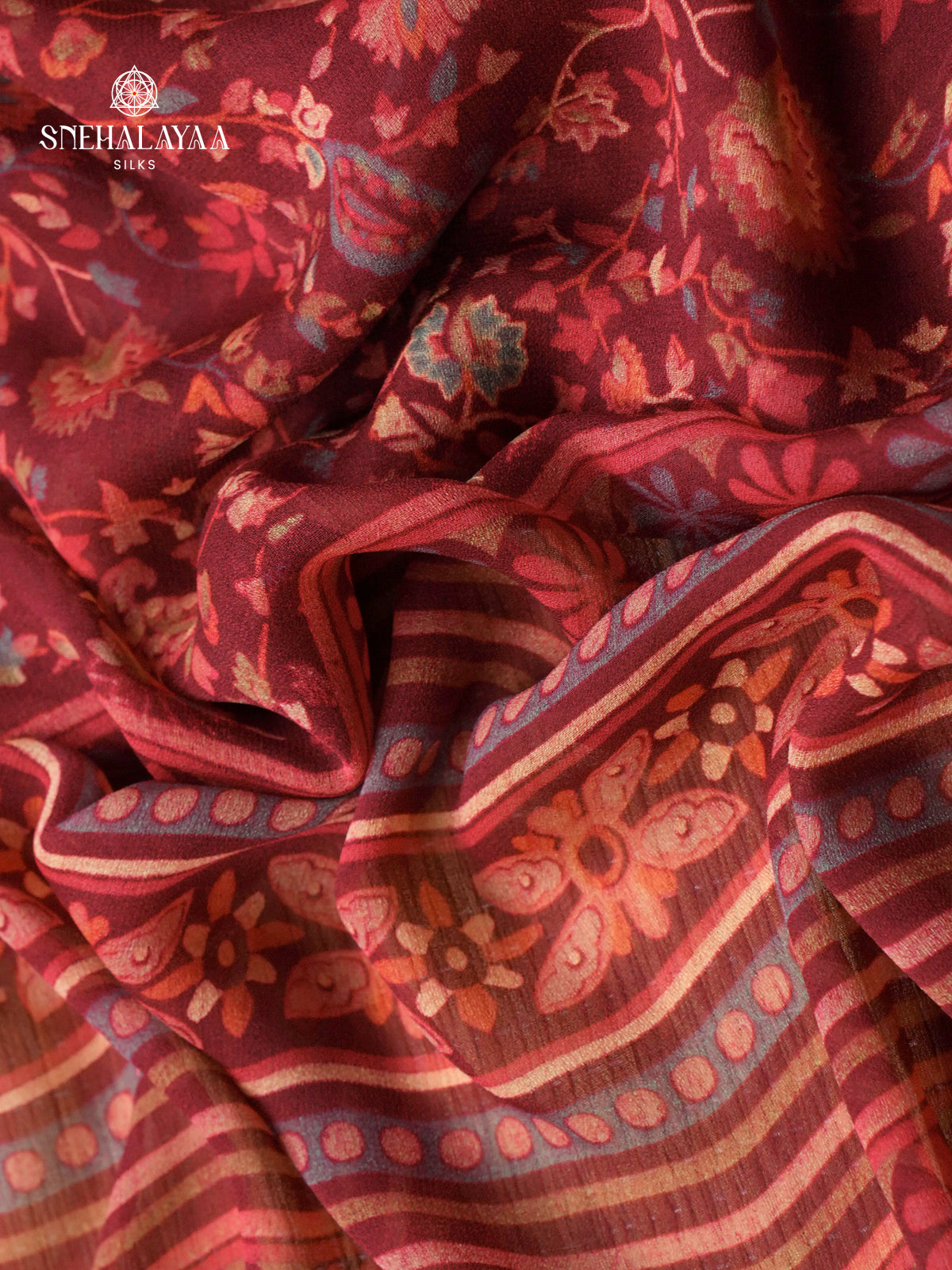 Maroon Chiffon Saree