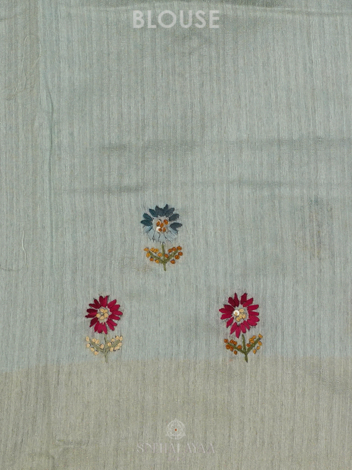 Teal Linen Embroidery Saree