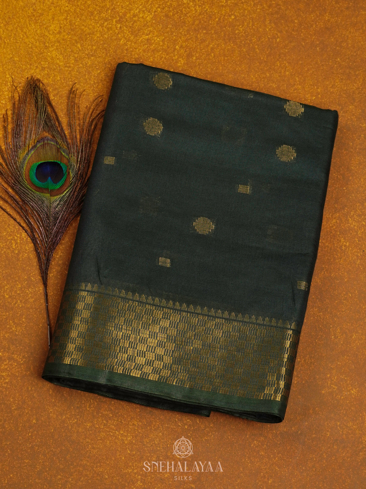 Forest Green Bamboo Silk Saree